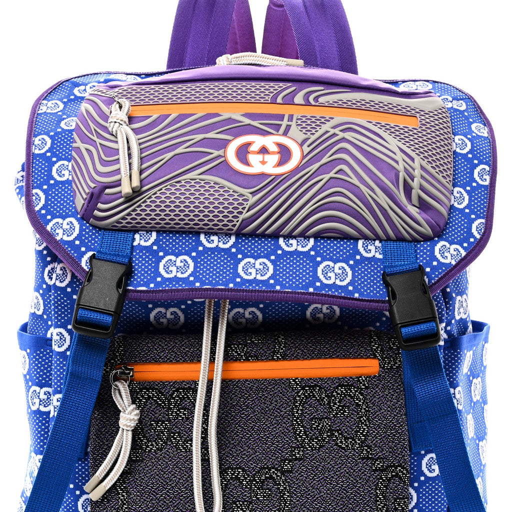 Jersey GG Monogram All Over Pan Sport Double Buckle Backpack  Blue Multicolor