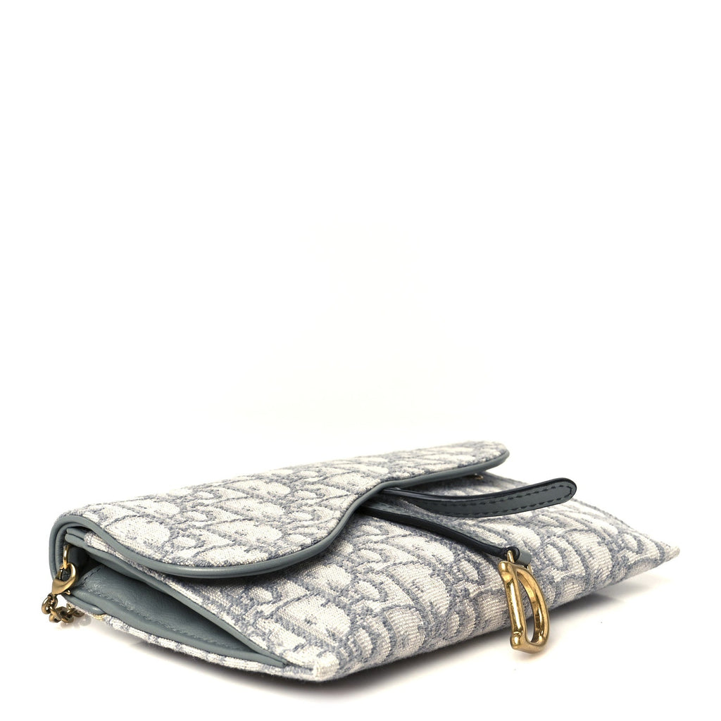 Oblique Saddle Chain Long Wallet Grey