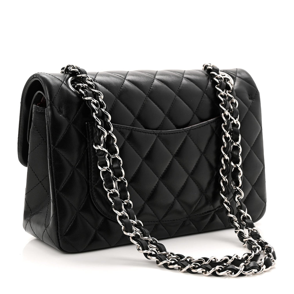 Lambskin Quilted Small Double Flap Black