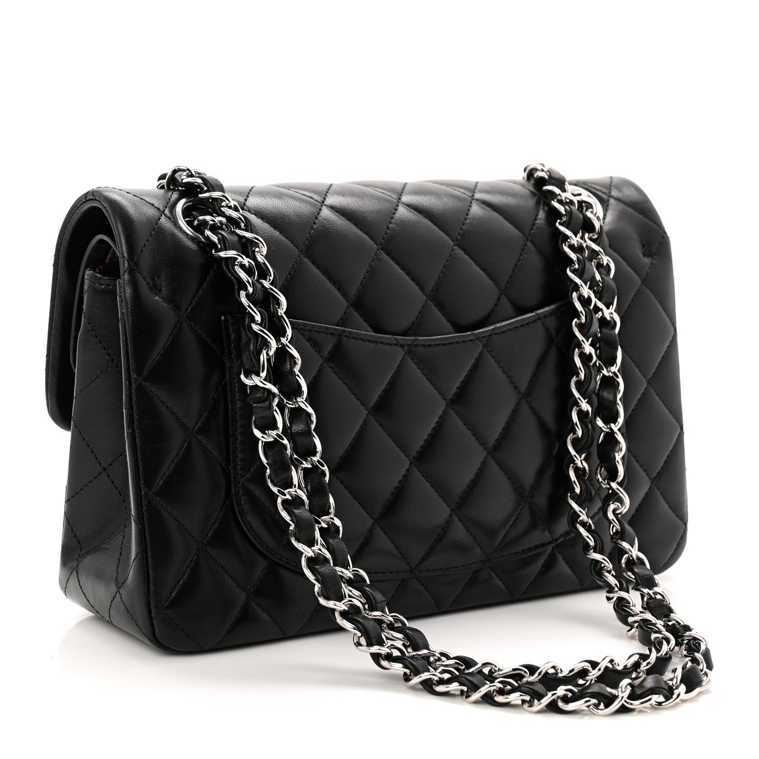 Lambskin Quilted Small Double Flap Black