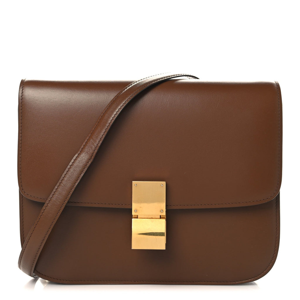 Box Calfskin Medium Classic Box Flap Bag Camel
