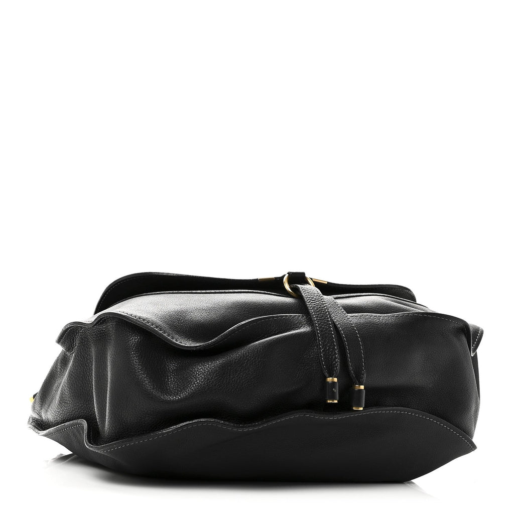 Calfskin Large Marcie Satchel Black