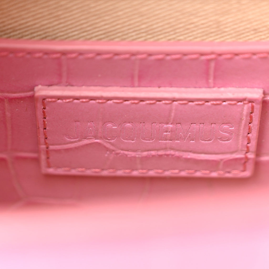 Calfskin Crocodile Embossed Le Bambino Long Pink