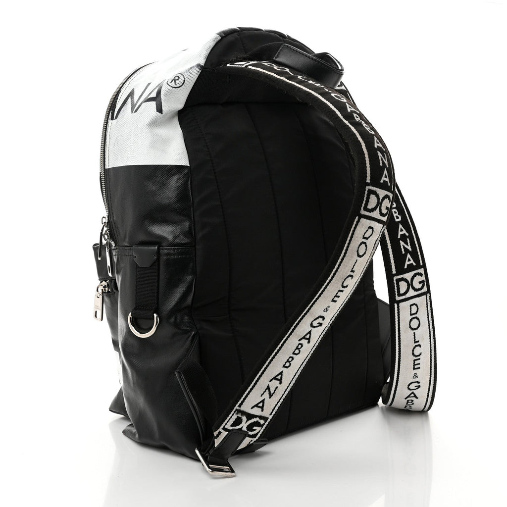 Calfskin Coated Canvas Vulcano Backpack Black