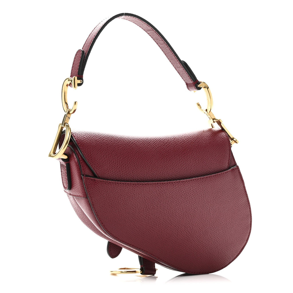 Grained Calfskin Mini Saddle Bag Red