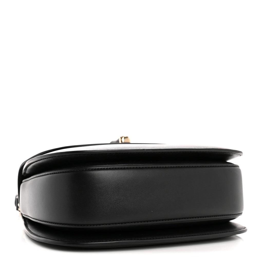 Boarded Dyana Lux Calfskin Web Monochrome Small Bamboo 1947 Top Handle Bag Black