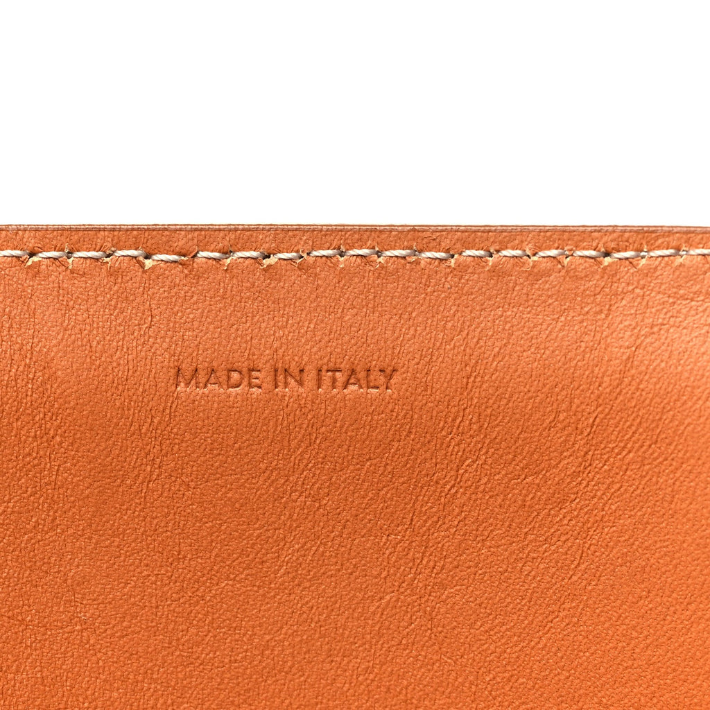 Canvas Calfskin Logo Print Vertical Cabas Natural Tan