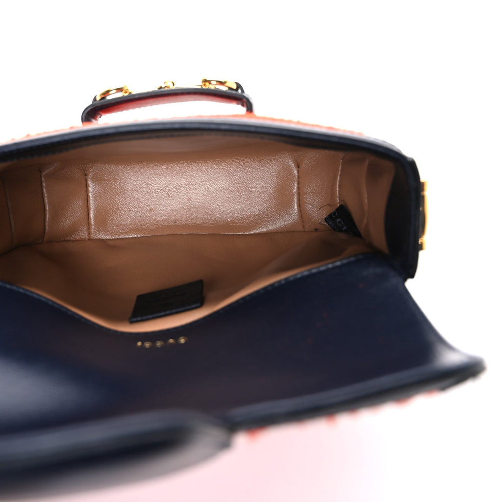 Casy Wool Azalea Calfskin Mini Horsebit 1955 Shoulder Bag Bitter Sweet Blue