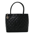 Caviar Quilted Medallion Tote Black