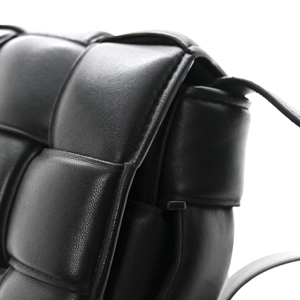 Nappa Maxi Intreccio Padded Cassette Crossbody Bag Black