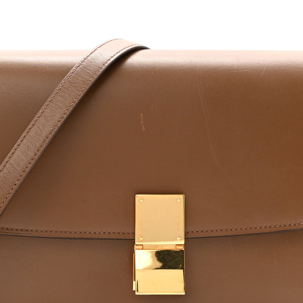 Box Calfskin Medium Classic Box Flap Bag Camel