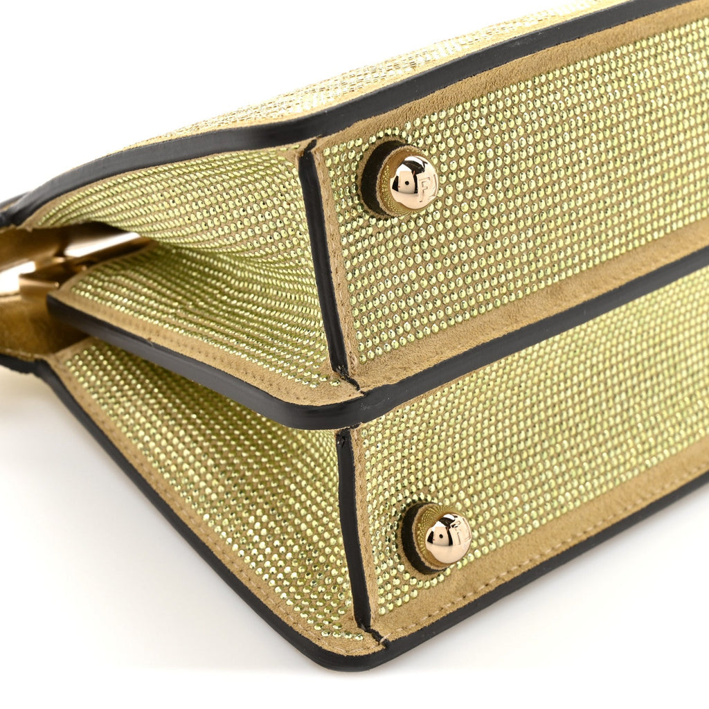 Crystal Vitello Laminato FF Petite Peekaboo I SEE U Satchel Crystal Platinum Light Gold