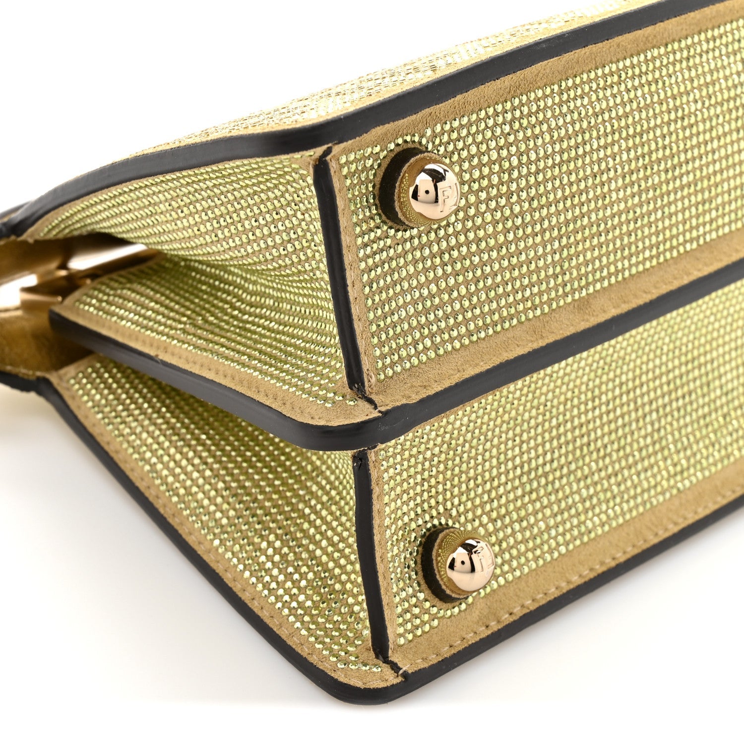 Crystal Vitello Laminato FF Petite Peekaboo I SEE U Satchel Crystal Platinum Light Gold