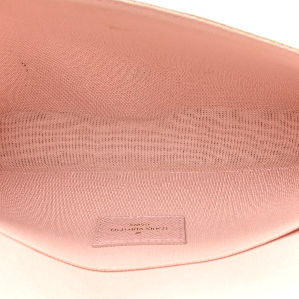 Damier Azur Pochette Felicie Chain Wallet Rose Ballerine