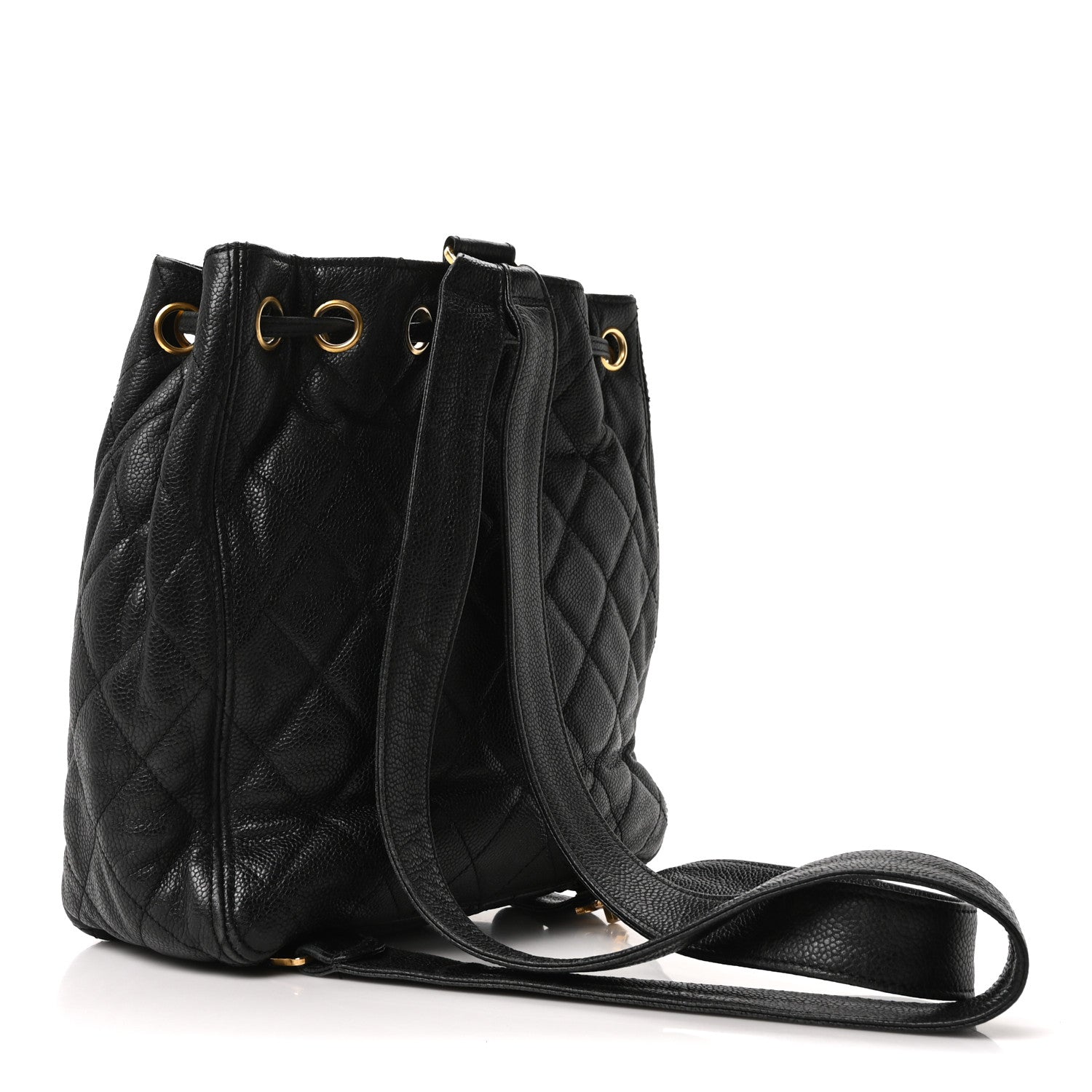 Caviar Quilted Drawstring Backpack Black