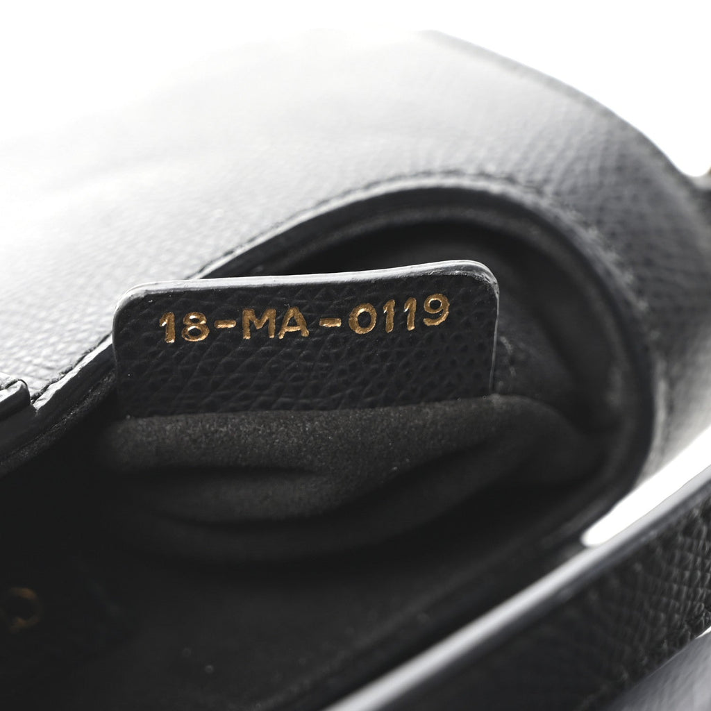 Grained Calfskin Mini Saddle Bag Black