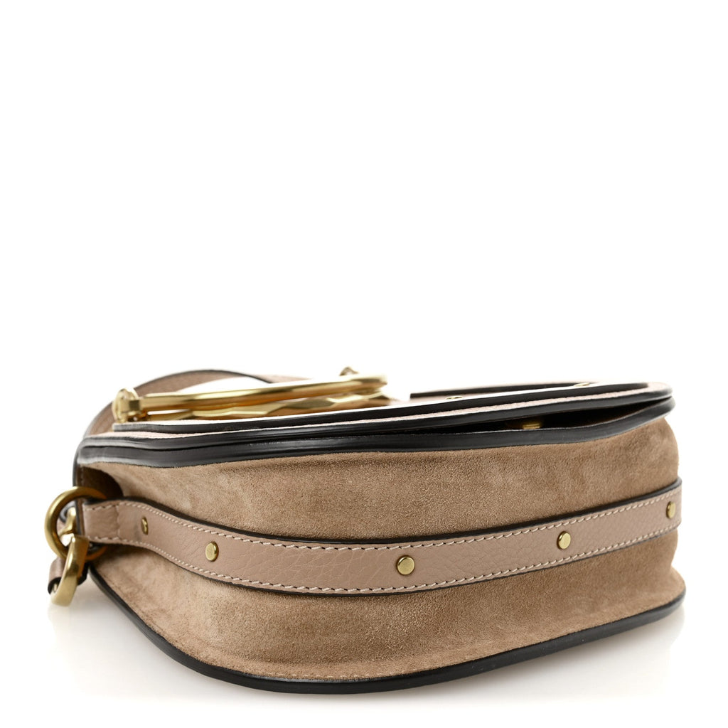 Calfskin Suede Small Nile Bracelet Bag Biscotti Beige