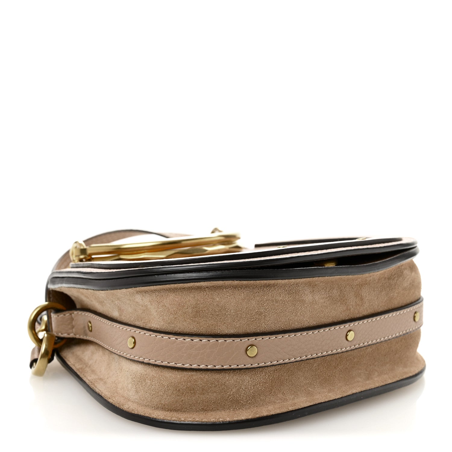 Calfskin Suede Small Nile Bracelet Bag Biscotti Beige