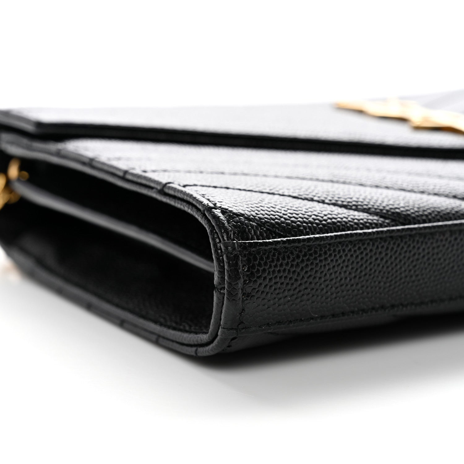 Grain De Poudre Matelasse Chevron Monogram Chain Wallet Black