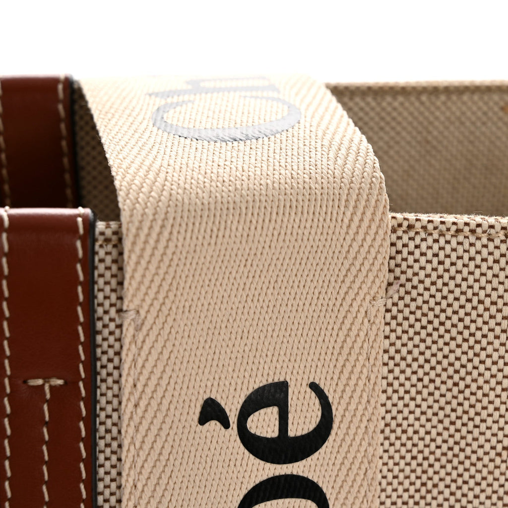 Cotton Calfskin Medium Woody Ribbon Tote White Brown