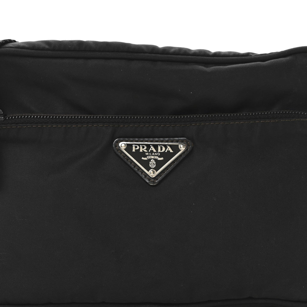 Tessuto Nylon Triangle Shoulder Bag Black