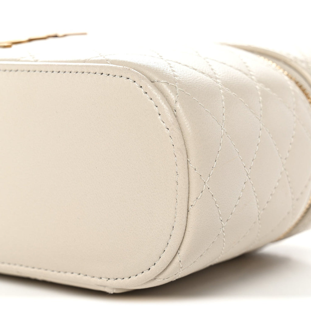 Lambskin Quilted Mini Gaby Vanity Case Crema Soft