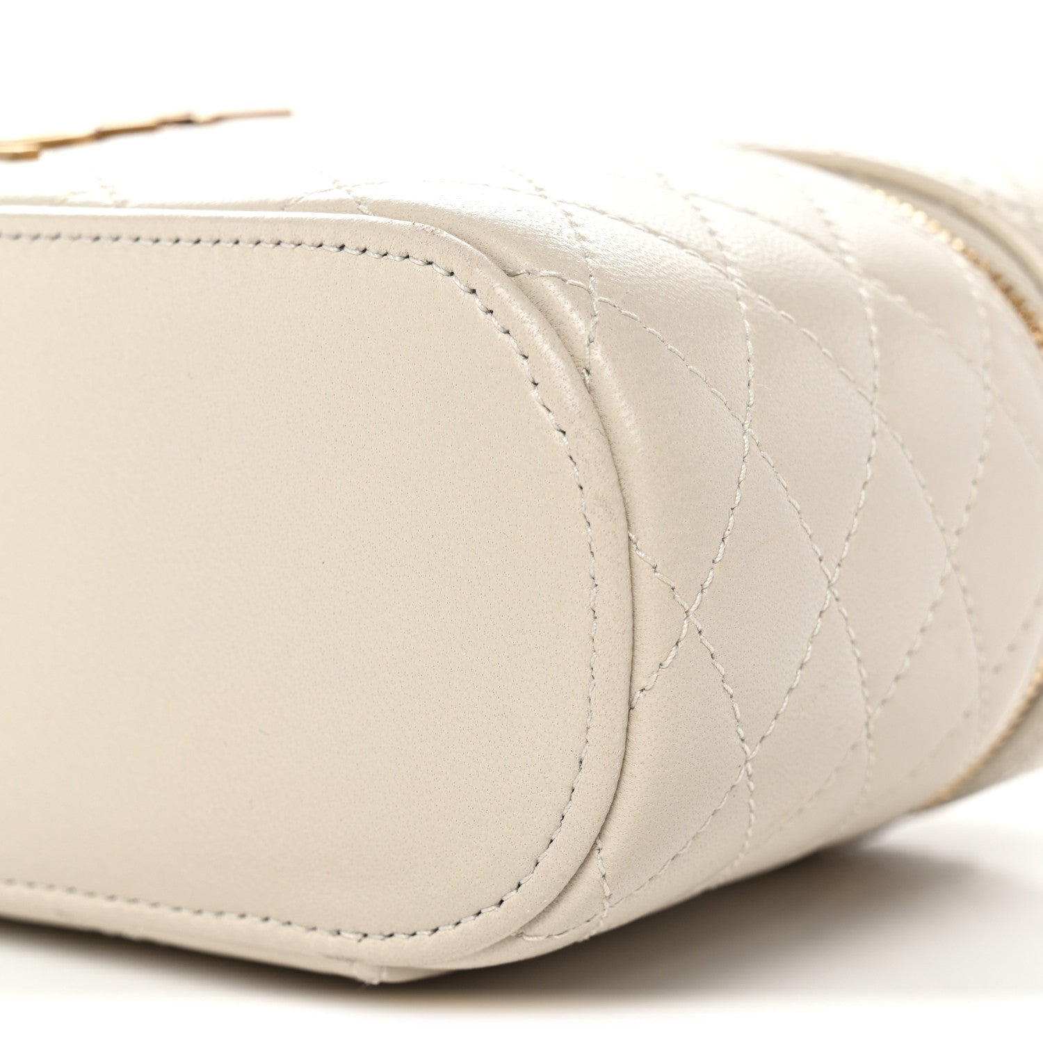 Lambskin Quilted Mini Gaby Vanity Case Crema Soft