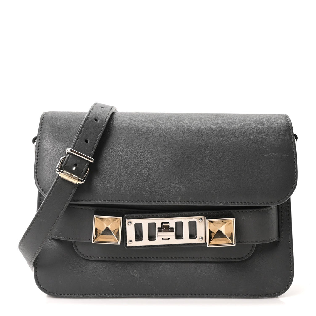 Calfskin Mini PS11 Classic Shoulder Bag Heather Grey