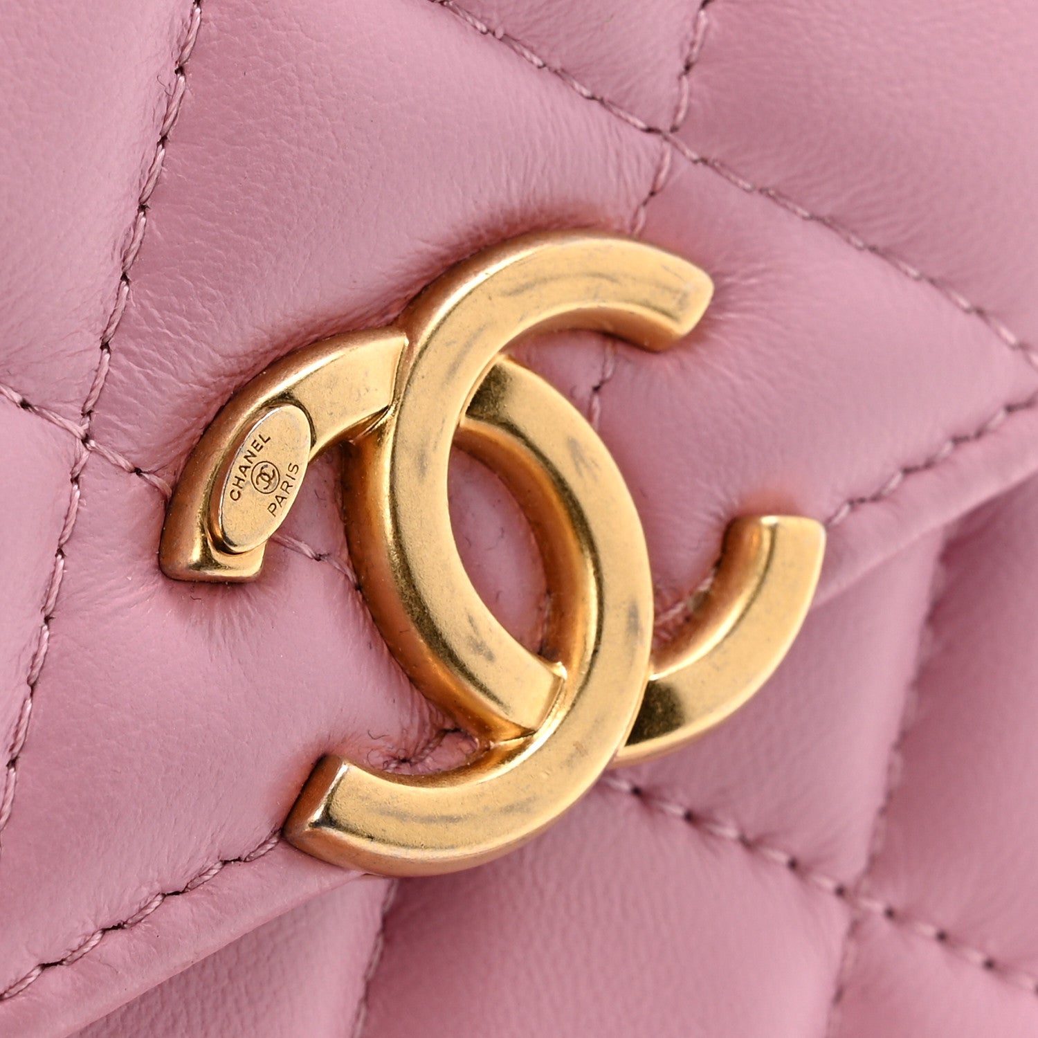 Lambskin Quilted Lacquered Chain Phone Holder With Chain Dark Pink