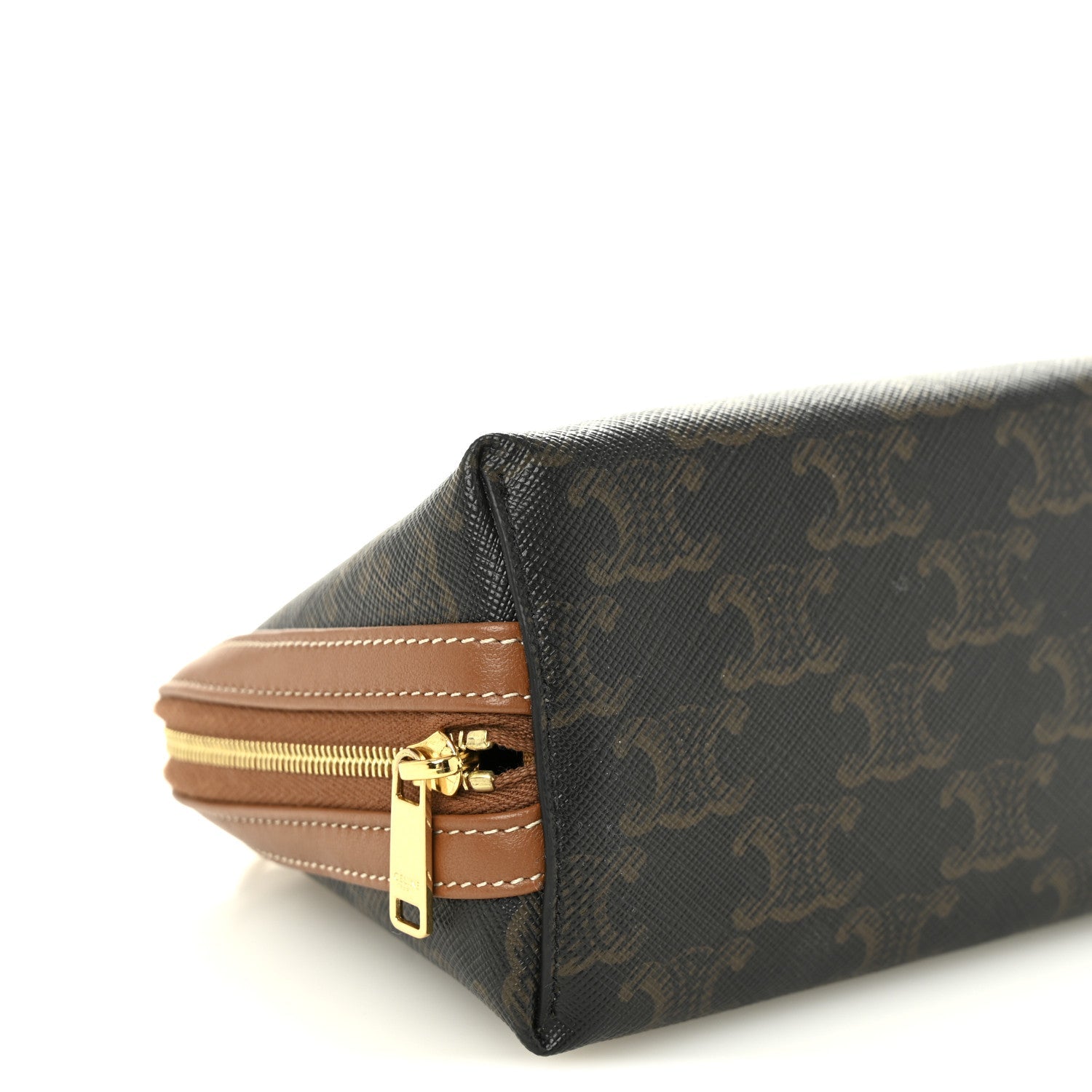 Triomphe Canvas Lambskin Clutch On Chain Tan