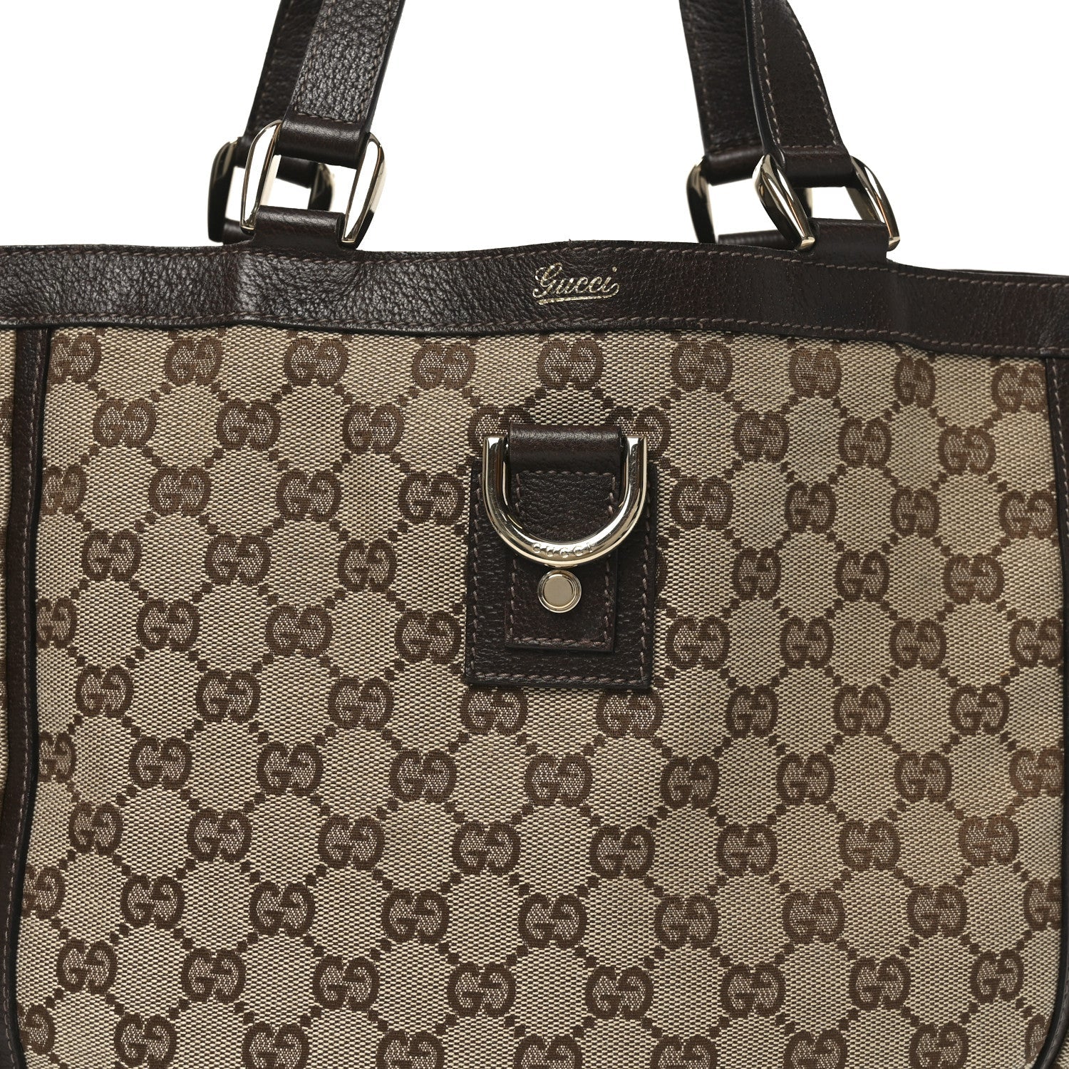 Monogram Small Gold D Ring Tote Brown