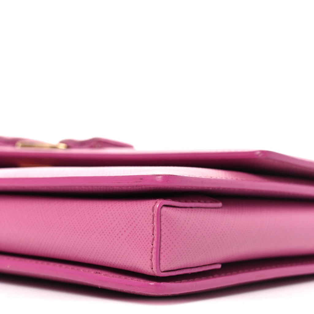 Printed Calfskin Vara Bow Chain Flap Crossbody Fuchsia