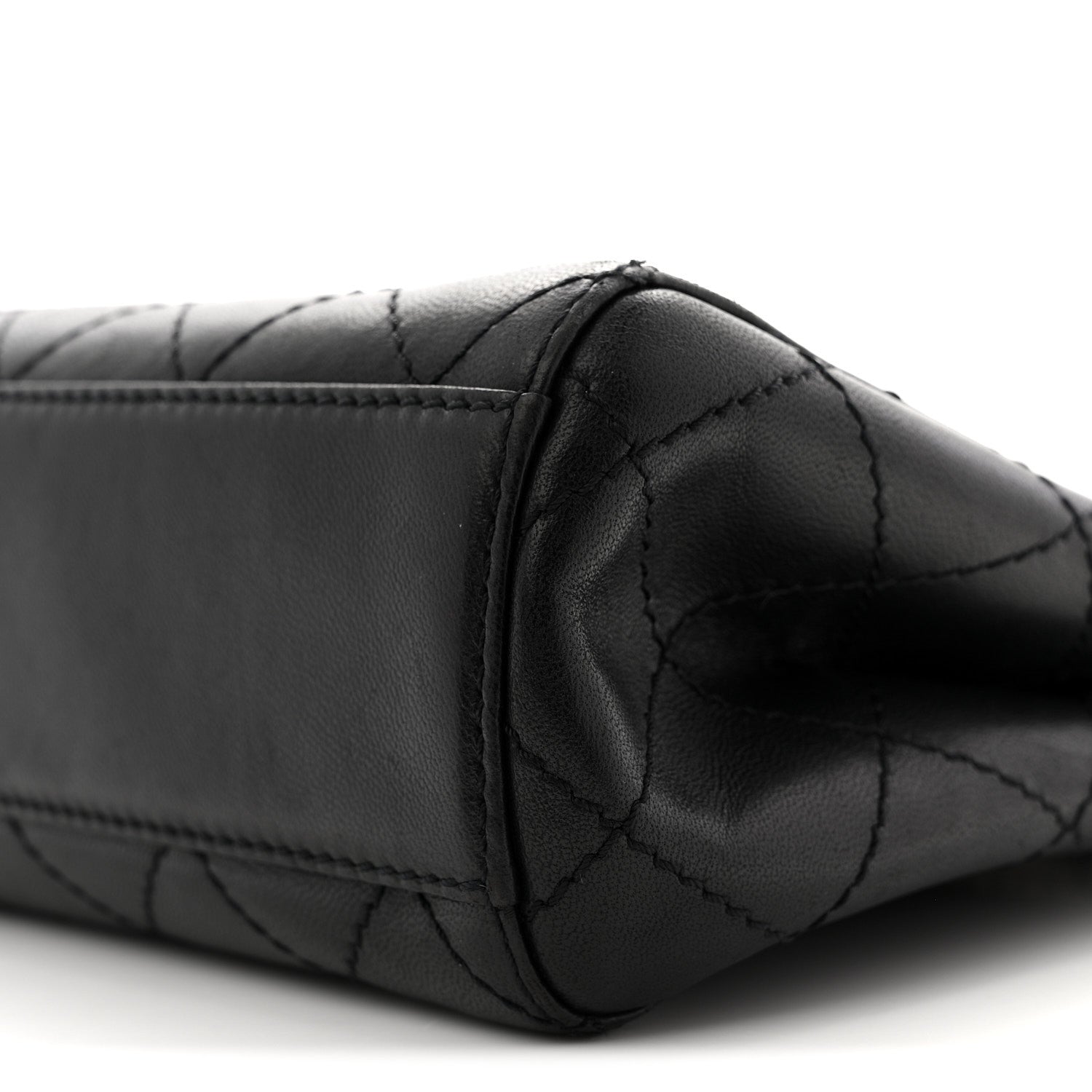 Lambskin Stitched Small Tote Black