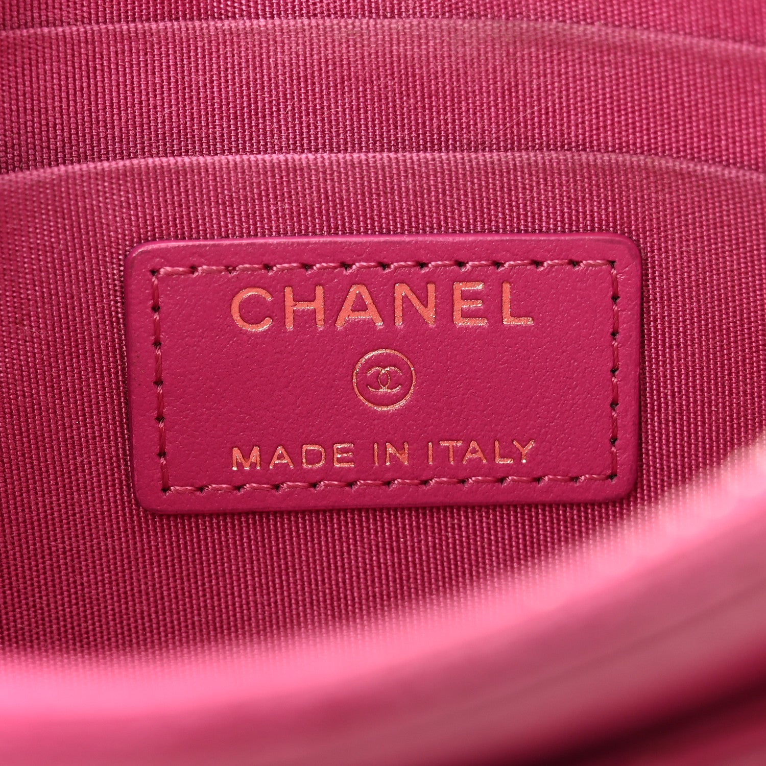 Lambskin Camellia Embossed Classic Zip Pouch Pink