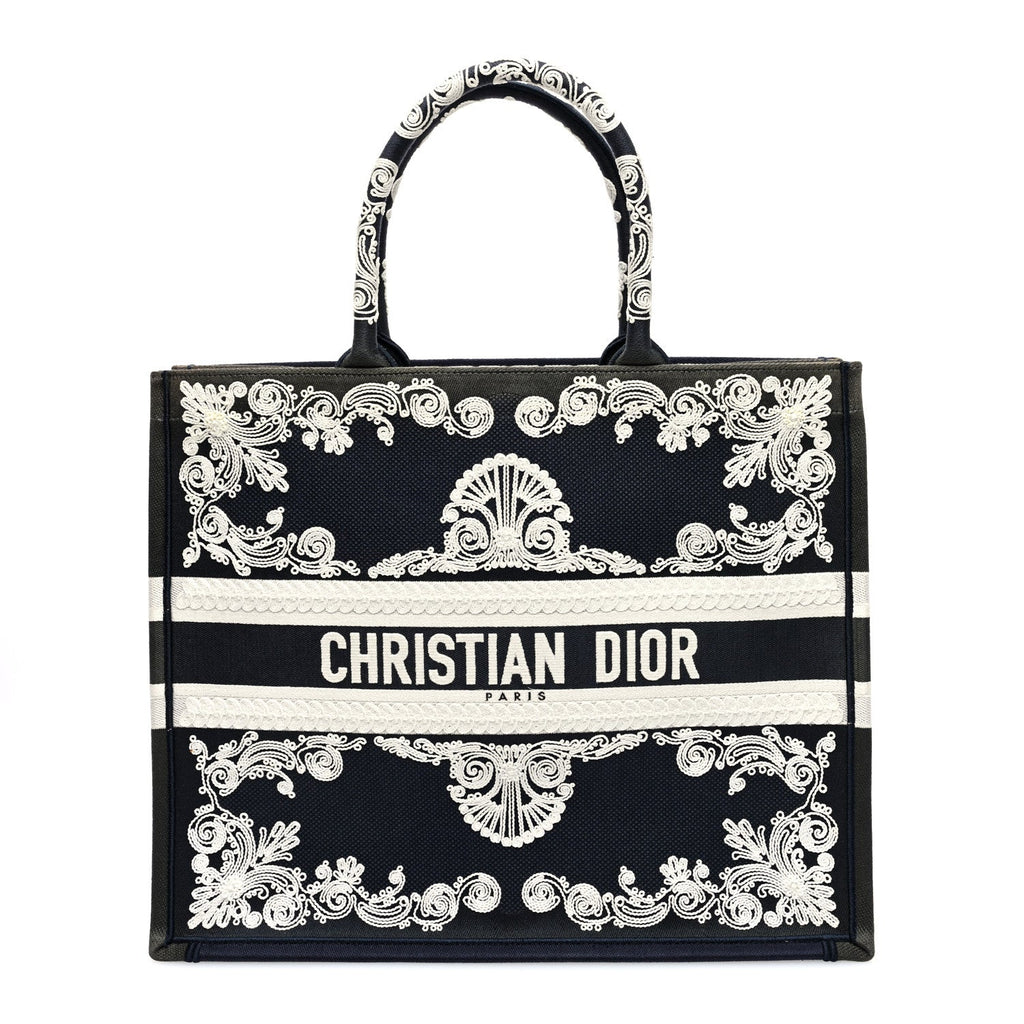 Canvas Embroidered Cornely Book Tote Blue White
