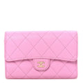 Caviar Quilted Medium Flap Wallet Pink
