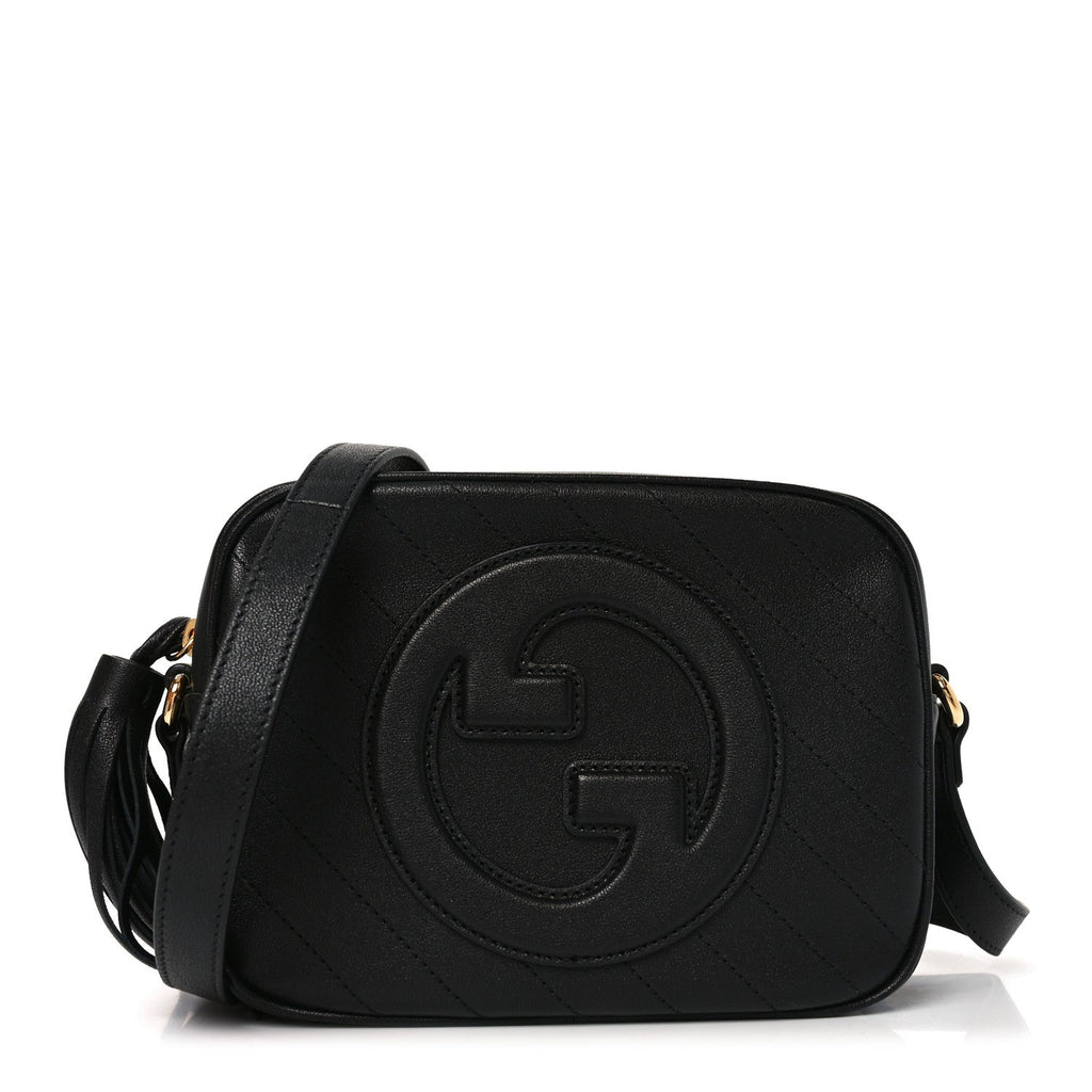 Sakai Be Green Calfskin Diagonal Stitched Small Blondie Shoulder Bag Black