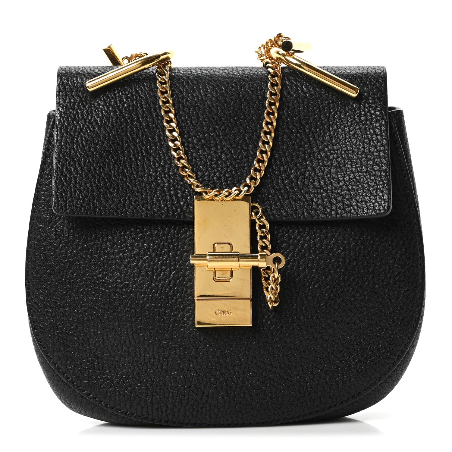 Grained Lambskin Mini Drew Shoulder Bag Black