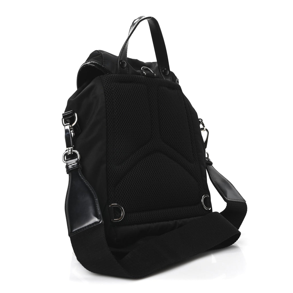 Nylon Brushed Calfskin Mini Sling Backpack  Black