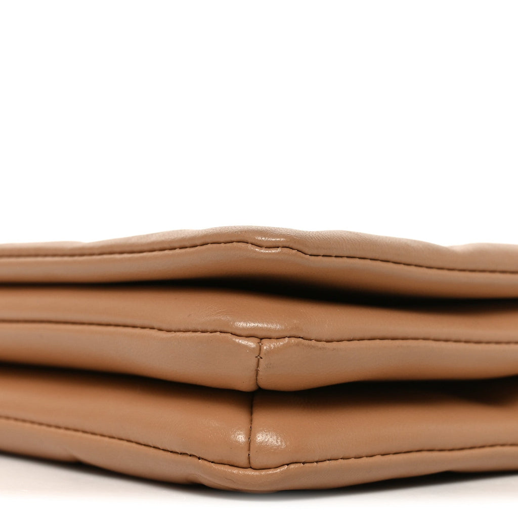 Lambskin Embossed Monogram Pochette Coussin Camel