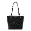 Caviar Quilted Petit Shopping Tote PST Black