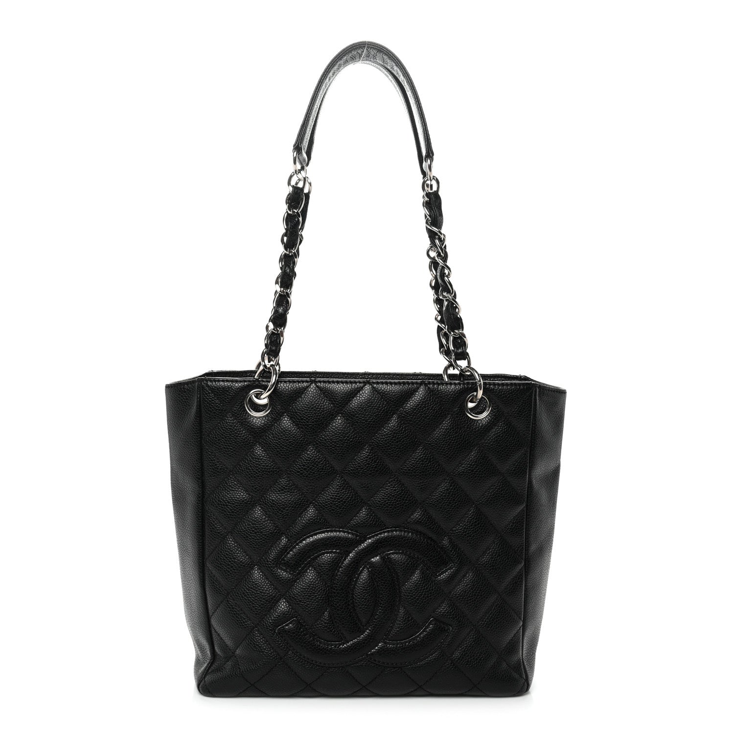 Caviar Quilted Petit Shopping Tote PST Black