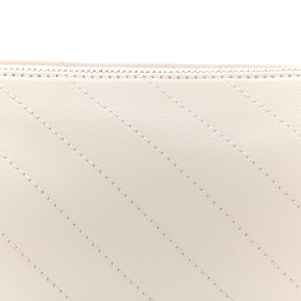 Sakai Be Green Calfskin Diagonal Stitched Mini Blondie Barrel Shoulder Bag Mystic White