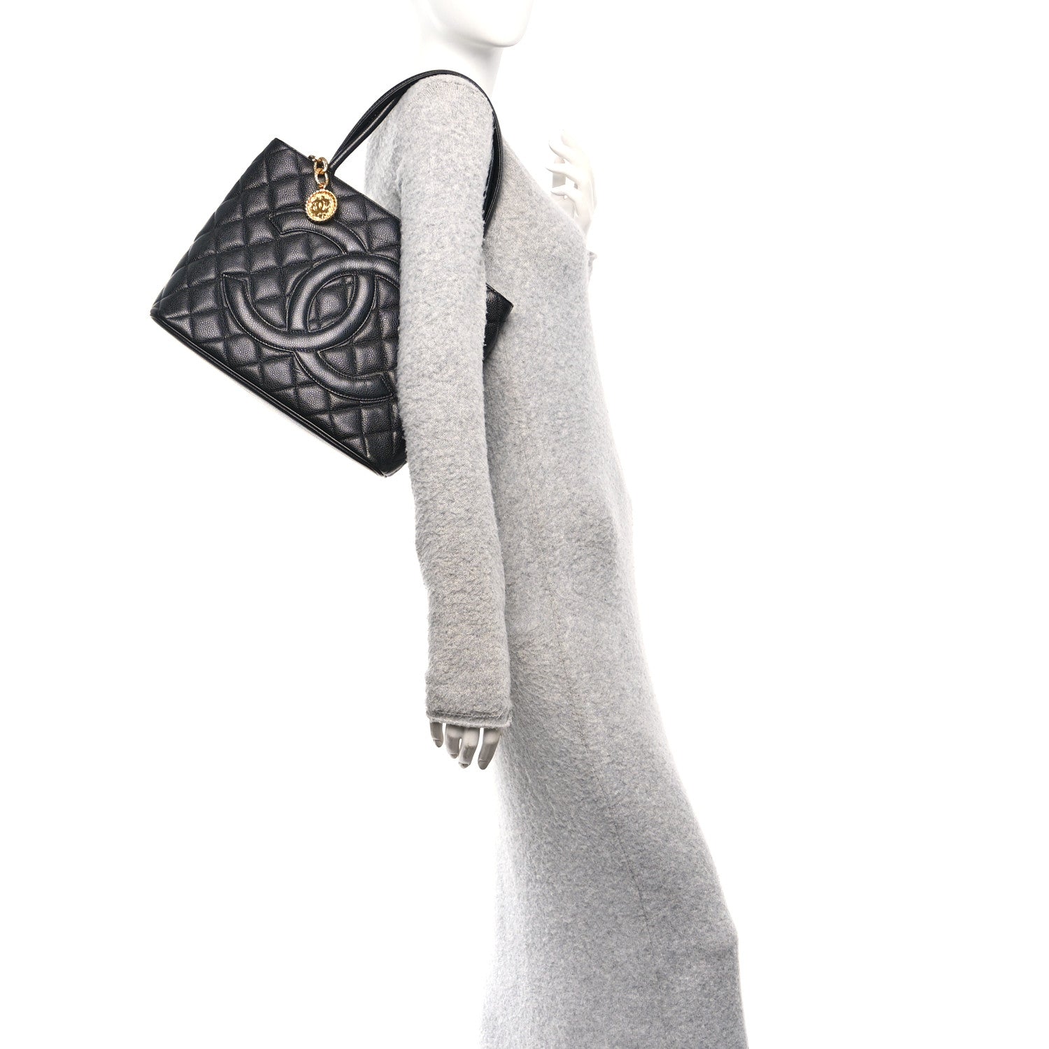 Caviar Quilted Medallion Tote Black