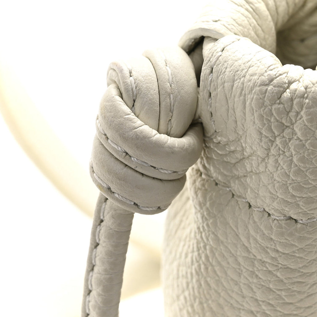 Calfskin Cuir Small Triomphe Cabas Drawstring White
