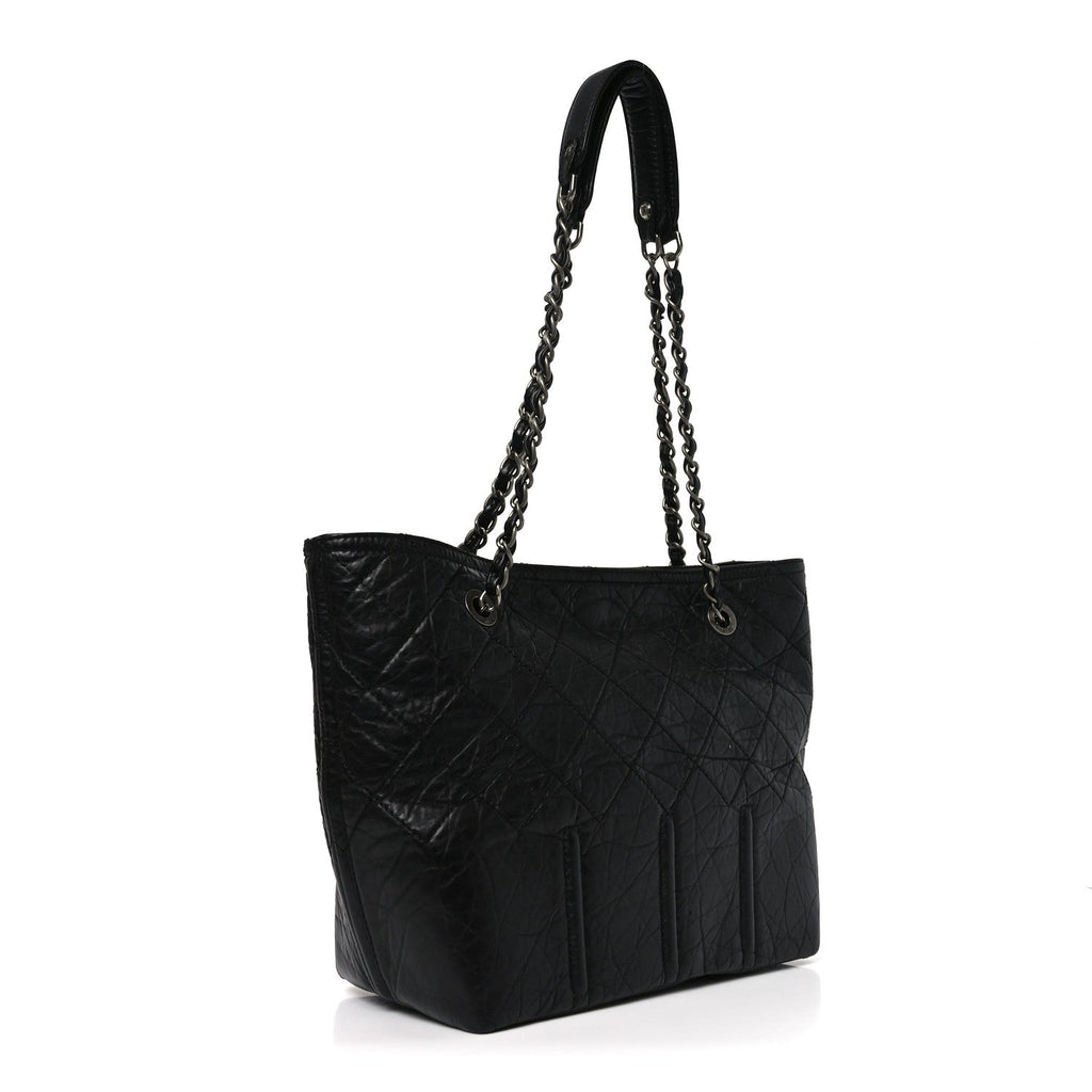 Aged Calfskin Small Shopping in Moscow Tote Black