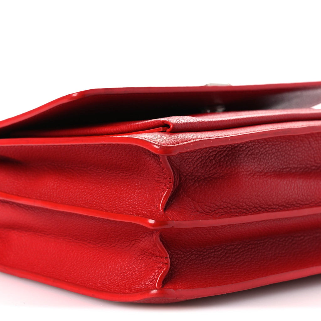 Grained Calfskin Medium Monogram Sunset Satchel Red