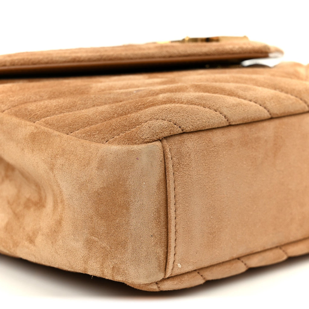 Suede Matelasse Chevron Monogram Medium College Bag Cinnamon