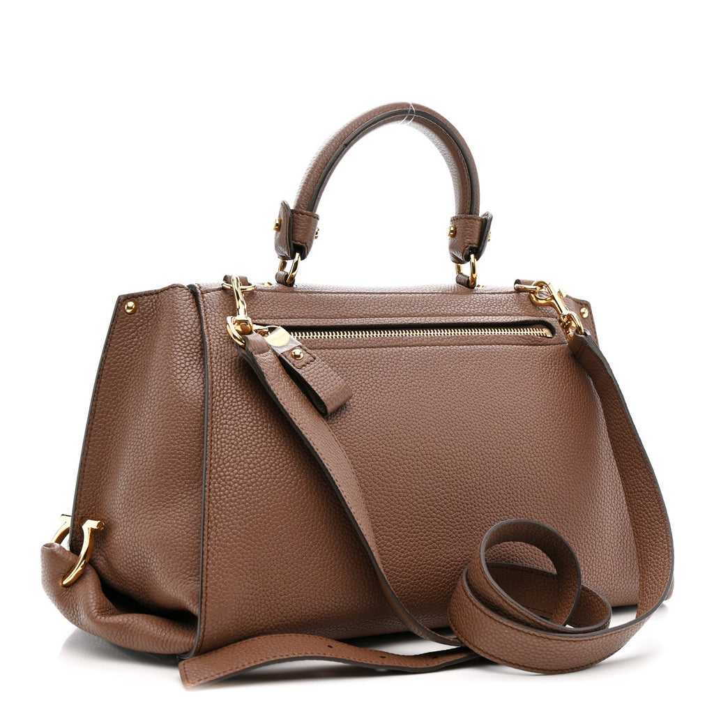 Grained Calfskin Sofia Satchel Moka