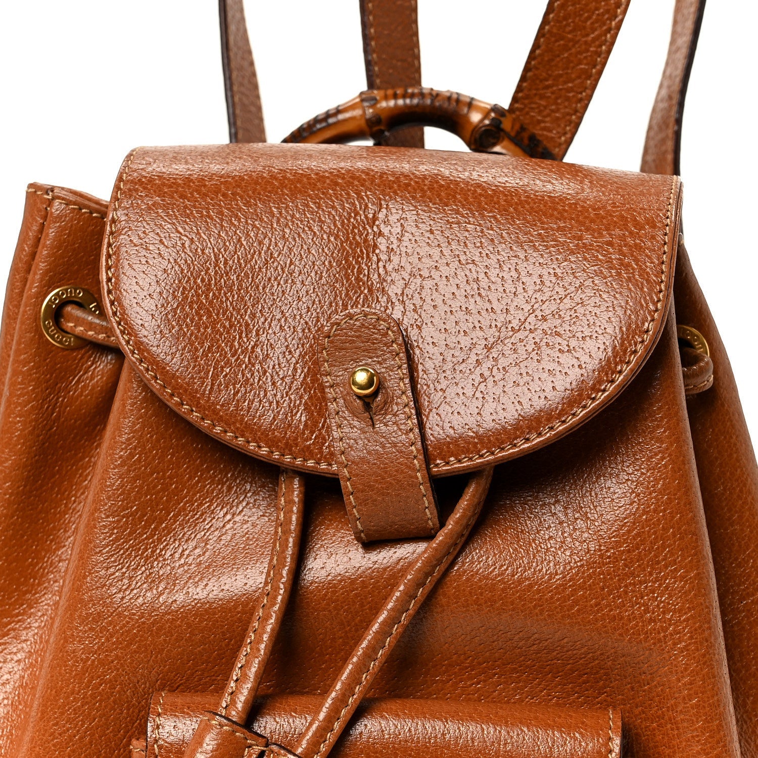 Calfskin Bamboo Mini Backpack Brown